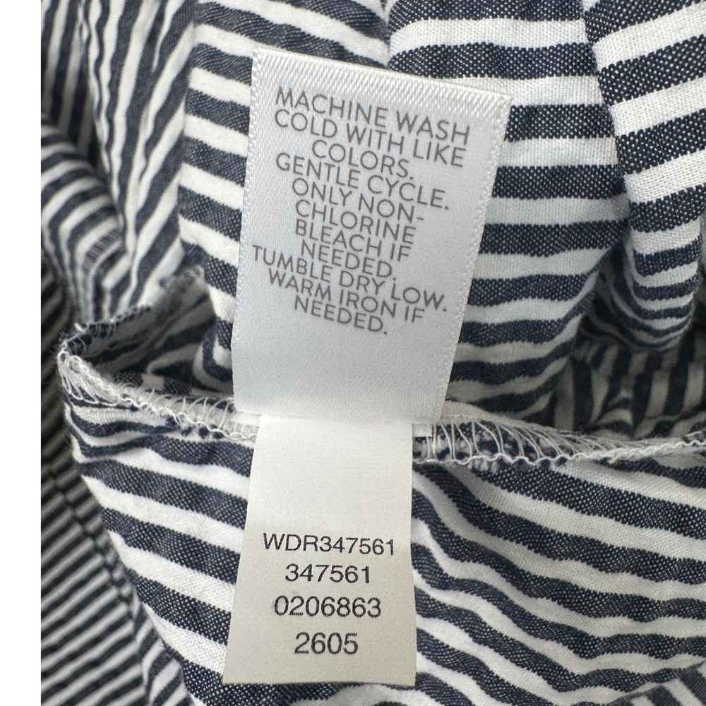 J.Jill Pleat-Front A-Line Midi Dress Bayside Blue White Stripe Size M NEW - Picture 11 of 11